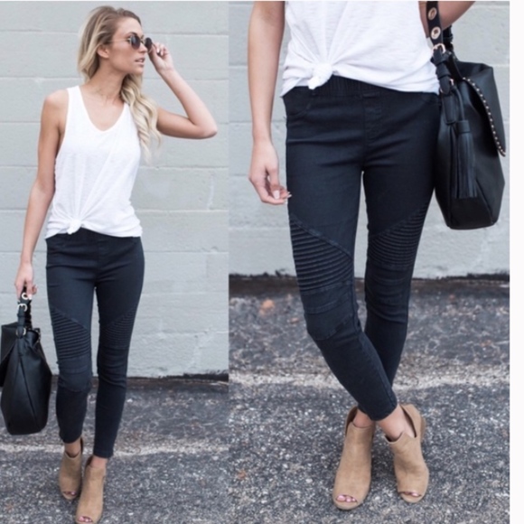 Ride My Moto Biker leggings w/ankle zip in GREY - Picture 2 of 4